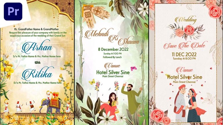 Caricature Wedding Invitation Project | Premiere Pro Wedding Project Free Download