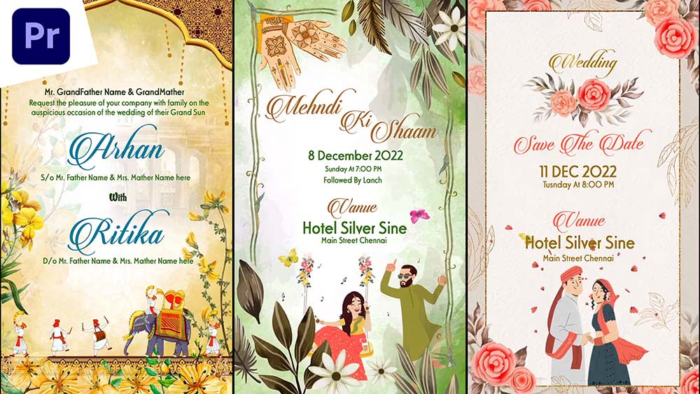 You are currently viewing Caricature Wedding Invitation Project | Premiere Pro Wedding Project Free Download