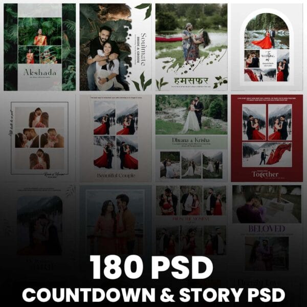 180 WEDDING COUNTDOWN INSTAGRAM STORY PSD TEMPLATE 2025