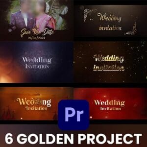 PREMIERE PRO GOLDEN TITLE & INVITATION 6 PROJECT BUNDLE