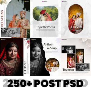 250+ Premium Wedding Instagram Post Templates | Editable PSD Bundle
