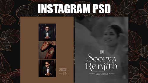 Download Wedding Post PSD for Instagram Free | Editable Template