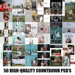 Ultimate Save The Date Pack: 50 High-Quality Wedding Status & Countdown PSDs