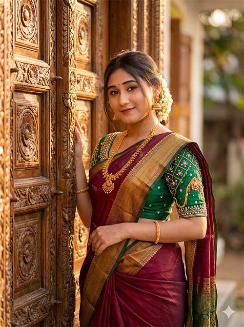Retro Style Prompt For Gemini Girl In Saree