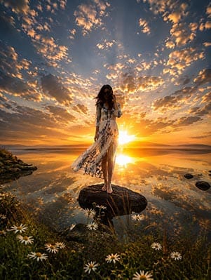 Prompt Seen Ultra Realistic Sunset | River Moments Photo Prompt