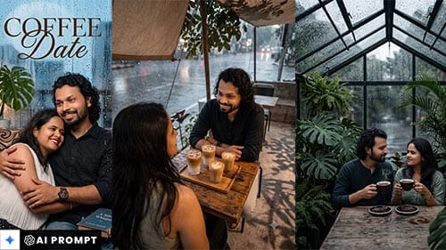 Romantic Couple Rain Prompt For Gemini AI