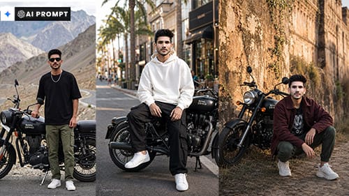 Royal Enfield Bullet Photo Editing Prompts 2026 For Cinematic Luxury AI Editing. Create Stunning 4K Motorcycle Photos With Viral Creative Prompts.