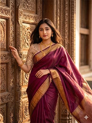 Retro Style Prompt For Gemini Girl In Saree