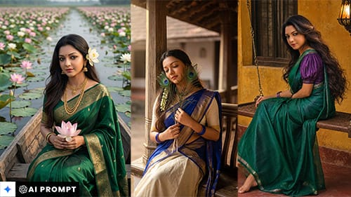 Google Gemini AI Saree Photo Prompt 2026, Trending Saree Photo Editing Prompt, Viral AI Prompts For Girls, Traditional Looks.