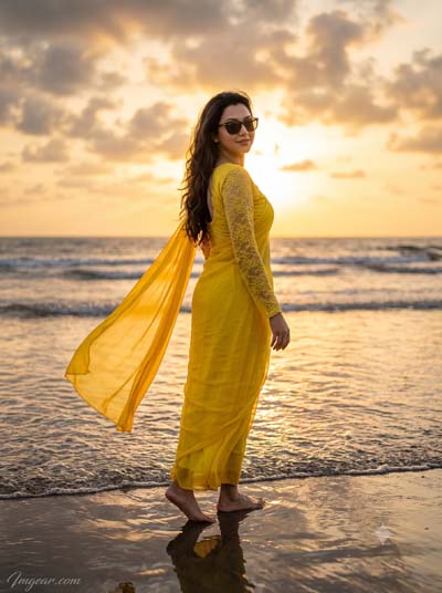 Cinematic Beach Photo Prompt Girl