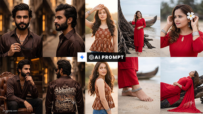 Gemini Best 5 Prompt For Photo Editing 2X2 Grid Collage Prompts