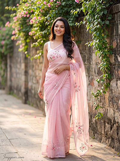 Retro Girl in Saree Photo Prompt