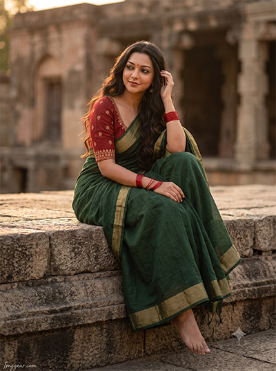 Retro Girl in Saree Photo Prompt