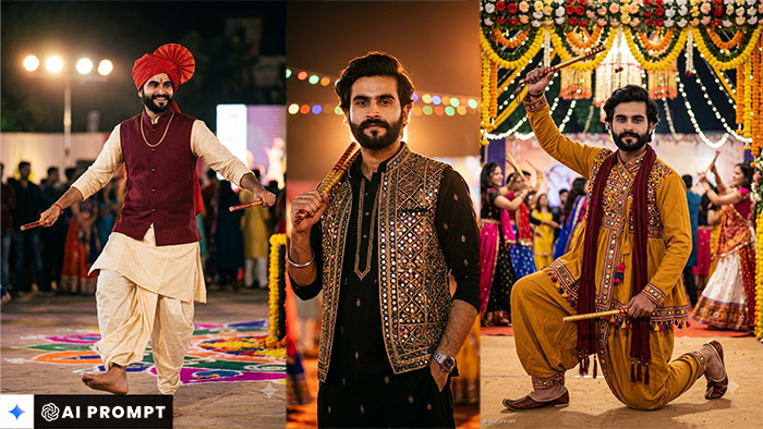 10 Best ChatGPT Navratri Garba Boys AI Photo Prompts