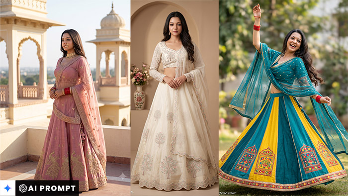 5 Stunning AI Lehenga Photo Editing Prompts For Girls