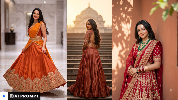 5 Viral Gemini Girl Lehenga Photo Prompts For Girls Love AI Image