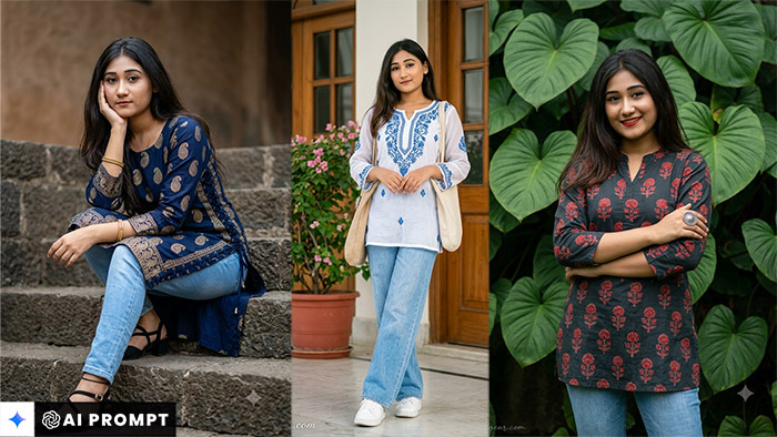 5 Viral Kurti & Denim Jeans Gemini Prompts for Girls (Trending 2026 Looks)