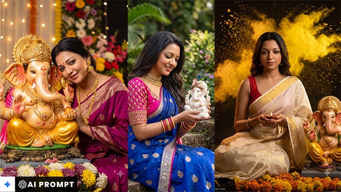 Adorable Ganpati Bappa And Girl Prompt For ChatGPT AI Photo Editing