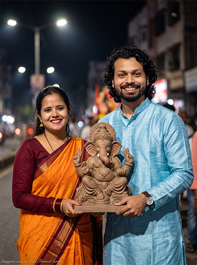 Couple Ganesh Chaturthi AI Prompt