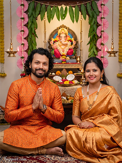 Couple Ganesh Chaturthi AI Prompt