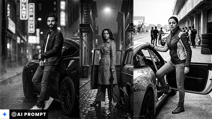 Create Cinematic Black and White Car Photos (Free Copy-Paste Prompts)