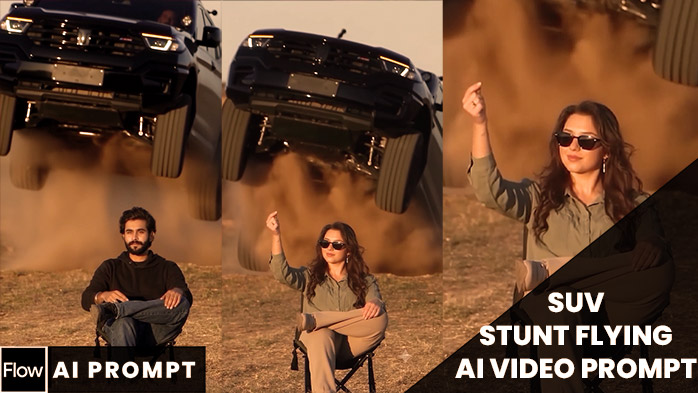 Viral Car SUV Stunt Flying Video Prompt